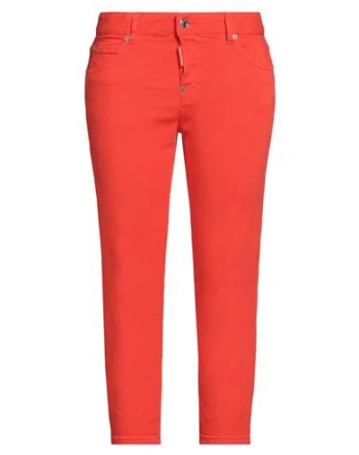 Dsquared2 Woman Pants Orange Size 4 Cotton, Elastane