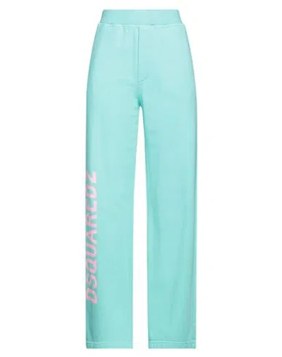 Dsquared2 Woman Pants Turquoise Size L Cotton In Blue