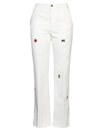 Dsquared2 Woman Pants White Size 10 Cotton, Elastane