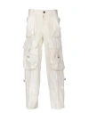 Dsquared2 Low Rise Cotton Twill Cargo Trousers In White