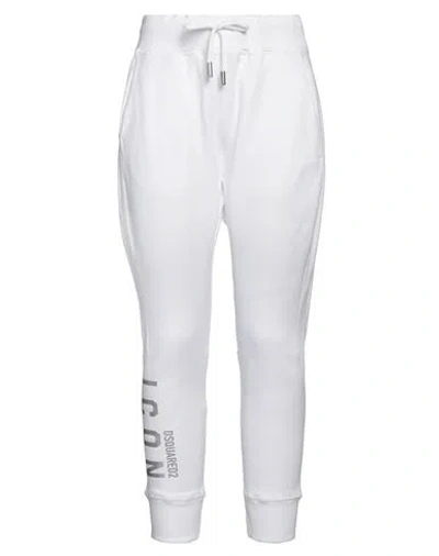 Dsquared2 Woman Pants White Size L Cotton, Elastane