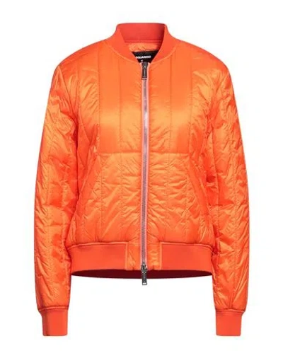 Dsquared2 Woman Puffer Orange Size 8 Polyester, Polyamide, Elastane