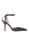 Dsquared2 Woman Pumps Blue Size 6.75 Textile Fibers