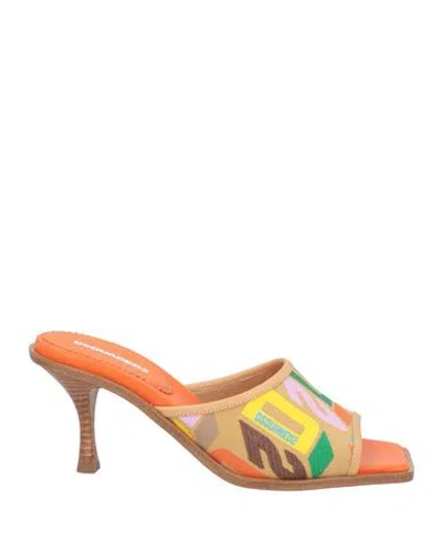 Dsquared2 Woman Sandals Beige Size 6 Textile Fibers, Leather