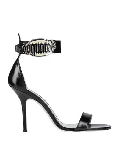 DSQUARED2 DSQUARED2 WOMAN SANDALS BLACK SIZE 8.5 LEATHER