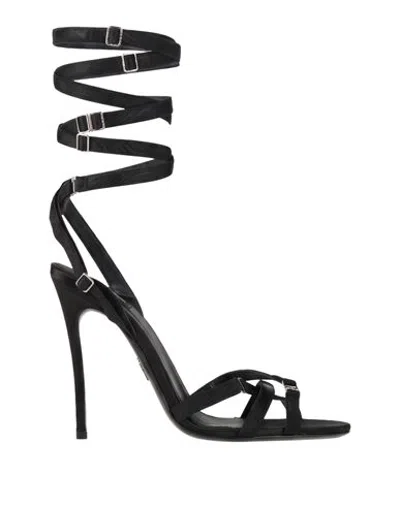 Dsquared2 Woman Sandals Black Size 6 Textile Fibers