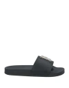 Dsquared2 Black Leather D2 Statement Slippers In Black