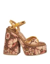 Dsquared2 Woman Sandals Brown Size 6.75 Soft Leather, Textile Fibers In Brown