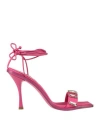 Dsquared2 Woman Sandals Fuchsia Size 6.75 Textile Fibers, Soft Leather In Pink