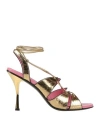 Dsquared2 Woman Sandals Gold Size 8 Goat Skin In Gold