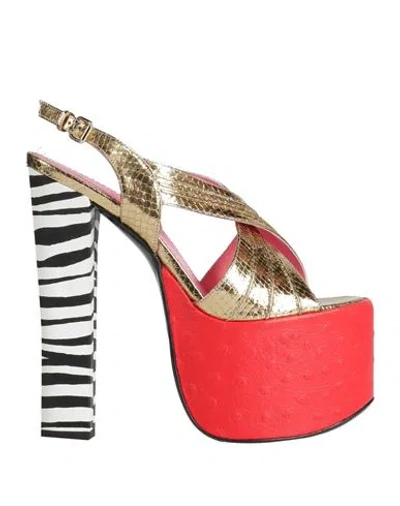 Dsquared2 Woman Sandals Gold Size 7 Leather