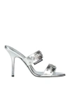 Dsquared2 Woman Sandals Silver Size 6.75 Calfskin