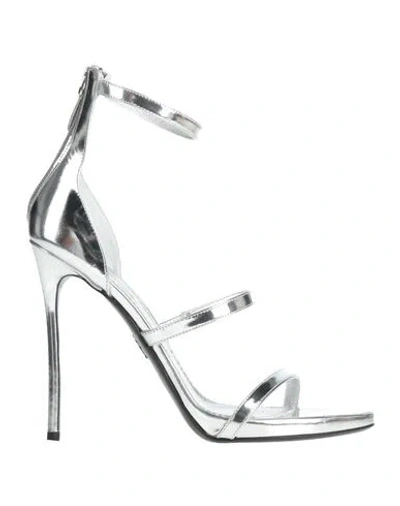 Dsquared2 Woman Sandals Silver Size 7 Leather