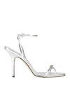 Dsquared2 Woman Sandals Silver Size 8 Leather In Silver