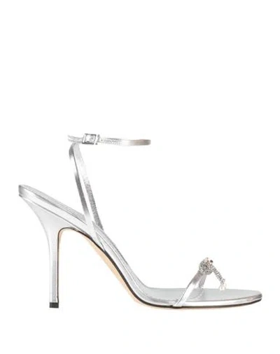 Dsquared2 Woman Sandals Silver Size 8 Leather