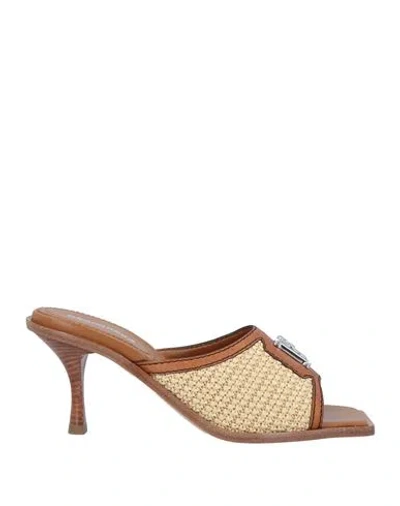 Dsquared2 Woman Sandals Tan Size 6.75 Leather, Rubber In Brown