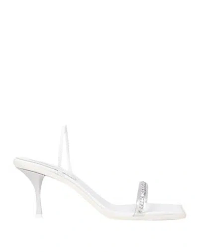 Dsquared2 Woman Sandals White Size 8 Soft Leather, Plastic