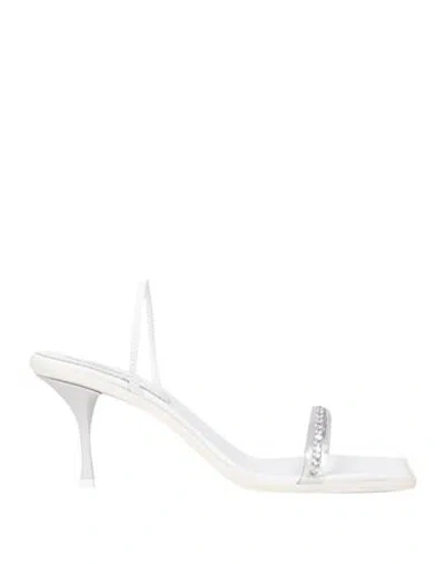 Dsquared2 Woman Sandals White Size 5 Soft Leather, Plastic