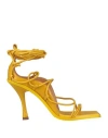 Dsquared2 Woman Sandals Yellow Size 11 Soft Leather In Yellow