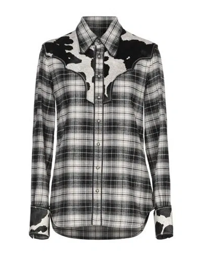 Dsquared2 Woman Shirt Black Size 2 Cotton, Cow Leather