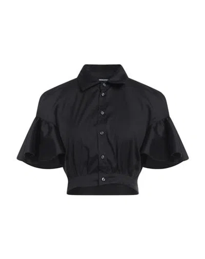 Dsquared2 Woman Shirt Black Size 2 Cotton, Elastane In Black