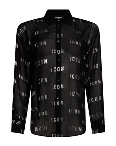Dsquared2 Woman Shirt Black Size 2 Polyester