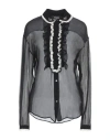 Dsquared2 Sheer Silk Blouse With Draped Collar In Black