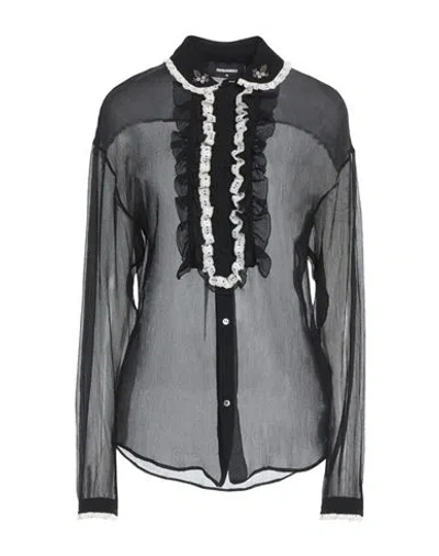 Dsquared2 Woman Shirt Black Size 4 Silk