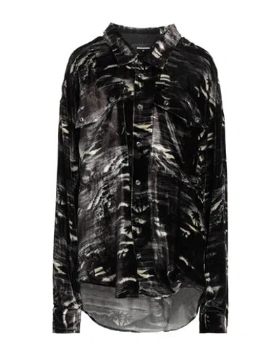 Dsquared2 Woman Shirt Black Size 4 Viscose, Silk