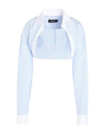 Dsquared2 Woman Shirt Blue Size 6 Cotton
