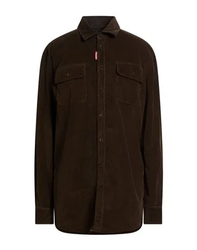 Dsquared2 Woman Shirt Chocolate Brown Size 6 Cotton, Elastane