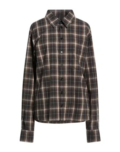 Dsquared2 Woman Shirt Dark Brown Size 8 Cotton In Multi