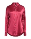 Dsquared2 Satin Long Sleeved Shirt With Rhinestoned Logo In Red