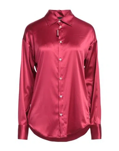 Dsquared2 Woman Shirt Garnet Size 2 Polyester, Elastane, Glass, Aluminum In Red