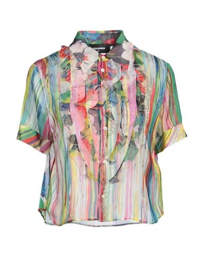 Dsquared2 Woman Shirt Green Size 2 Silk, Polyester
