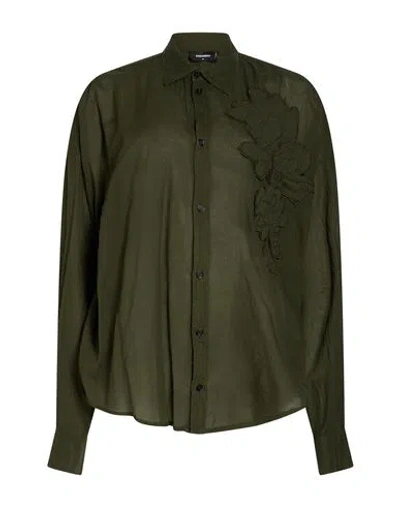 Dsquared2 Woman Shirt Military Green Size 10 Cotton