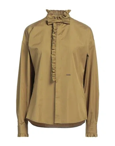 Dsquared2 Woman Shirt Military Green Size 4 Cotton