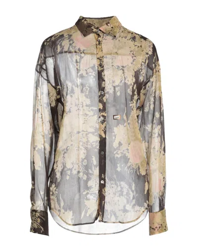 DSQUARED2 DSQUARED2 WOMAN SHIRT MILITARY GREEN SIZE 4 SILK