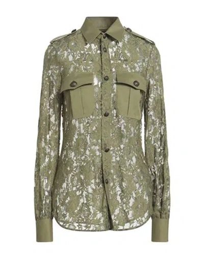 Dsquared2 Woman Shirt Military Green Size 4 Viscose, Polyamide, Cotton, Elastane