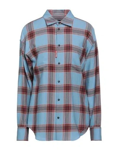 Dsquared2 Woman Shirt Pastel Blue Size 4 Wool, Viscose