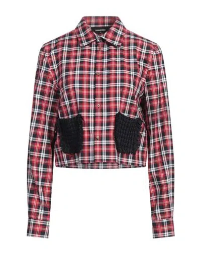 Dsquared2 Logo-plaque Checkered Cropped Shirt In Red