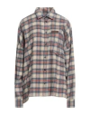 Dsquared2 Checked Cotton Overshirt With Leather Logo In Beige