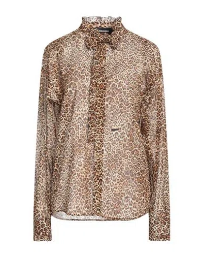 Dsquared2 Woman Shirt Sand Size 8 Cotton In Beige