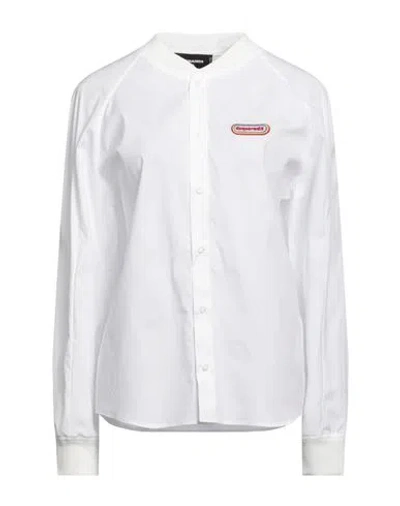 Dsquared2 Woman Shirt White Size 6 Cotton, Elastane