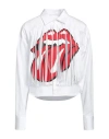 Dsquared2 Rolling Stones Distressed Crop Shirt In White