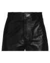 Dsquared2 Woman Shorts & Bermuda Shorts Black Size 4 Ovine Leather In Black