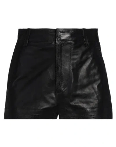 Dsquared2 Woman Shorts & Bermuda Shorts Black Size 4 Ovine Leather