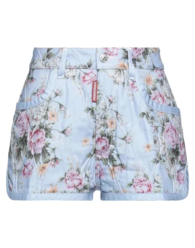 Dsquared2 Woman Shorts & Bermuda Shorts Sky Blue Size 8 Cotton, Elastane