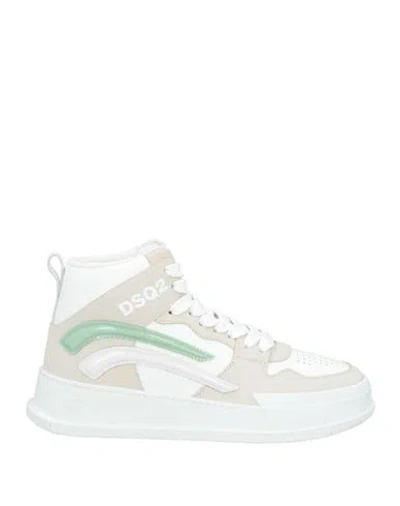 Dsquared2 Woman Sneakers Beige Size 8 Leather In Green