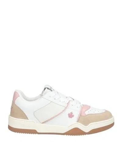 DSQUARED2 DSQUARED2 WOMAN SNEAKERS BEIGE SIZE 6.5 LEATHER, TEXTILE FIBERS